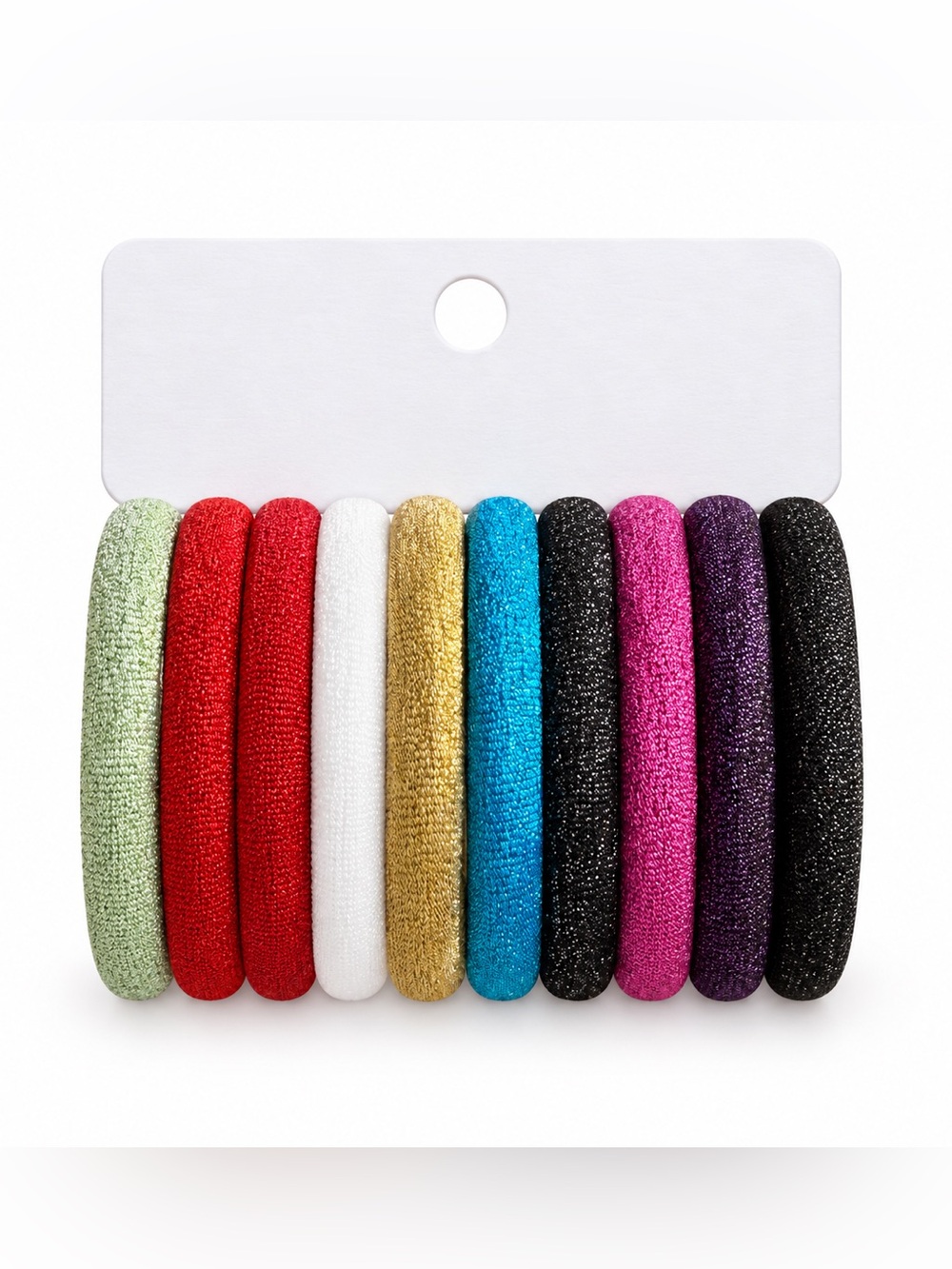 Multicolor Metallic Elastic Hair Ties Red Black Green White Gold Blue Purple
